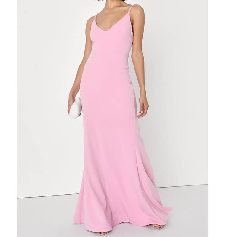 LULU'S SZ M Pink Infinite Glory Adjustable Spaghetti Strap Maxi Dress NEW B89