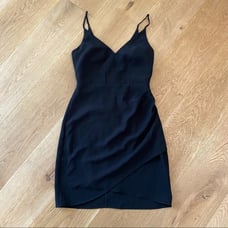 Amanda Uprichard Faux Wrap V Neck Mini Dress in Black
