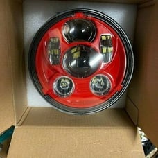 5 3/4 LED Headlight Red Harley Davidson Dyna Softail Sportster XL 883 1200 5.75