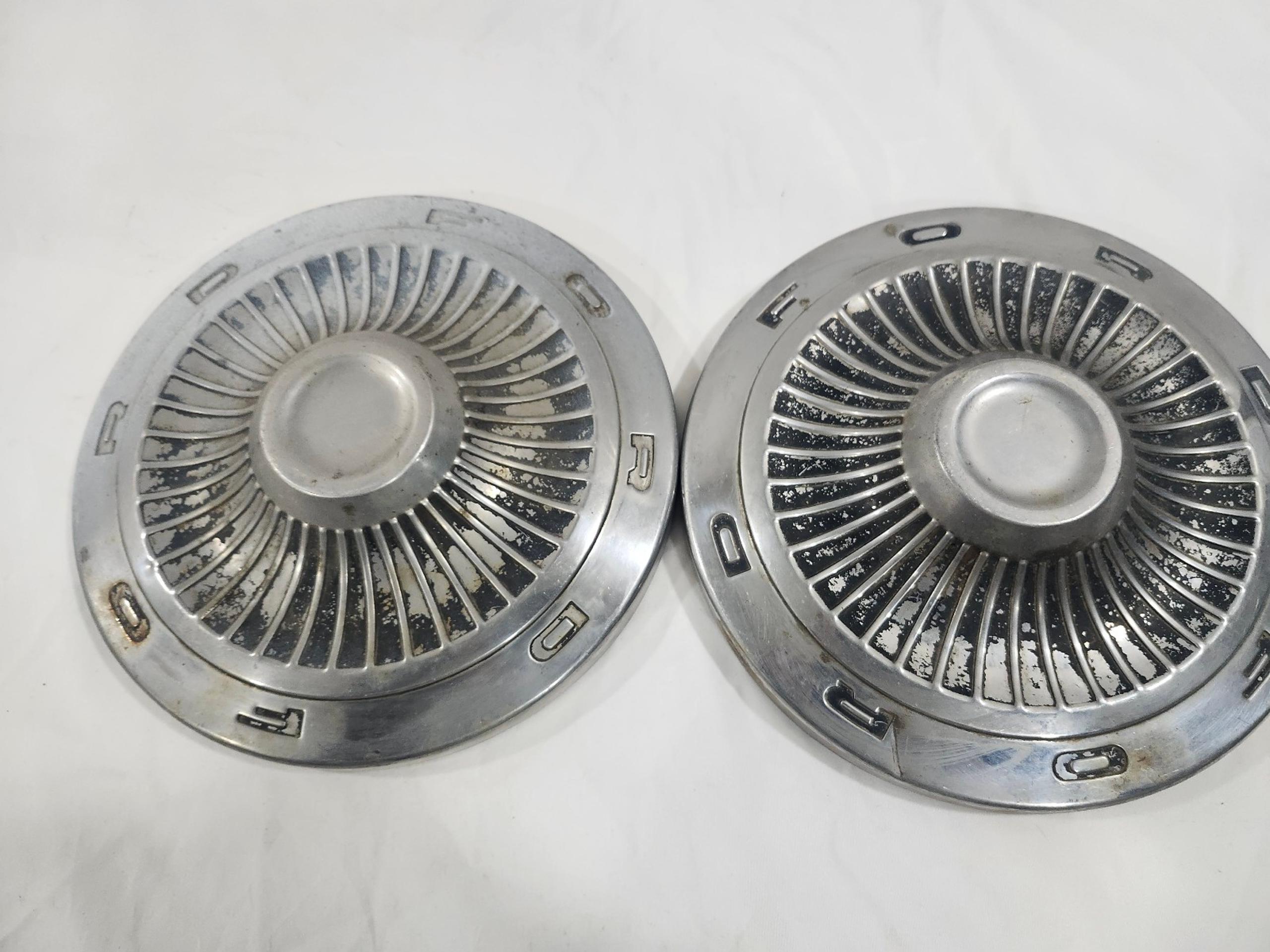 Ford 1963 63 Galaxie 500 Turbine 9 1/2" Dog Dish Bowl Hub Cap FoMoCo Set Of 2