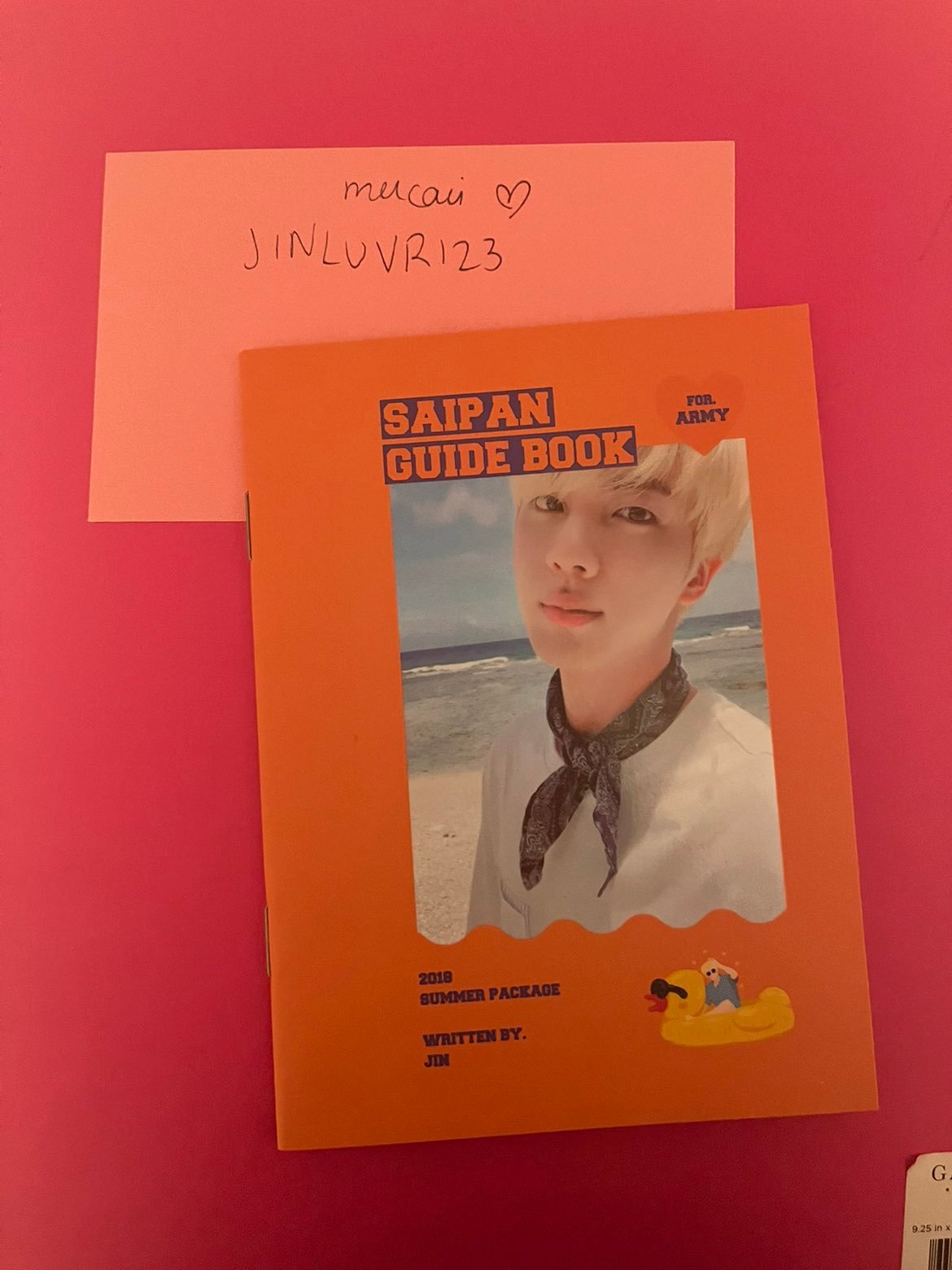 bts jin summer package diary 2018