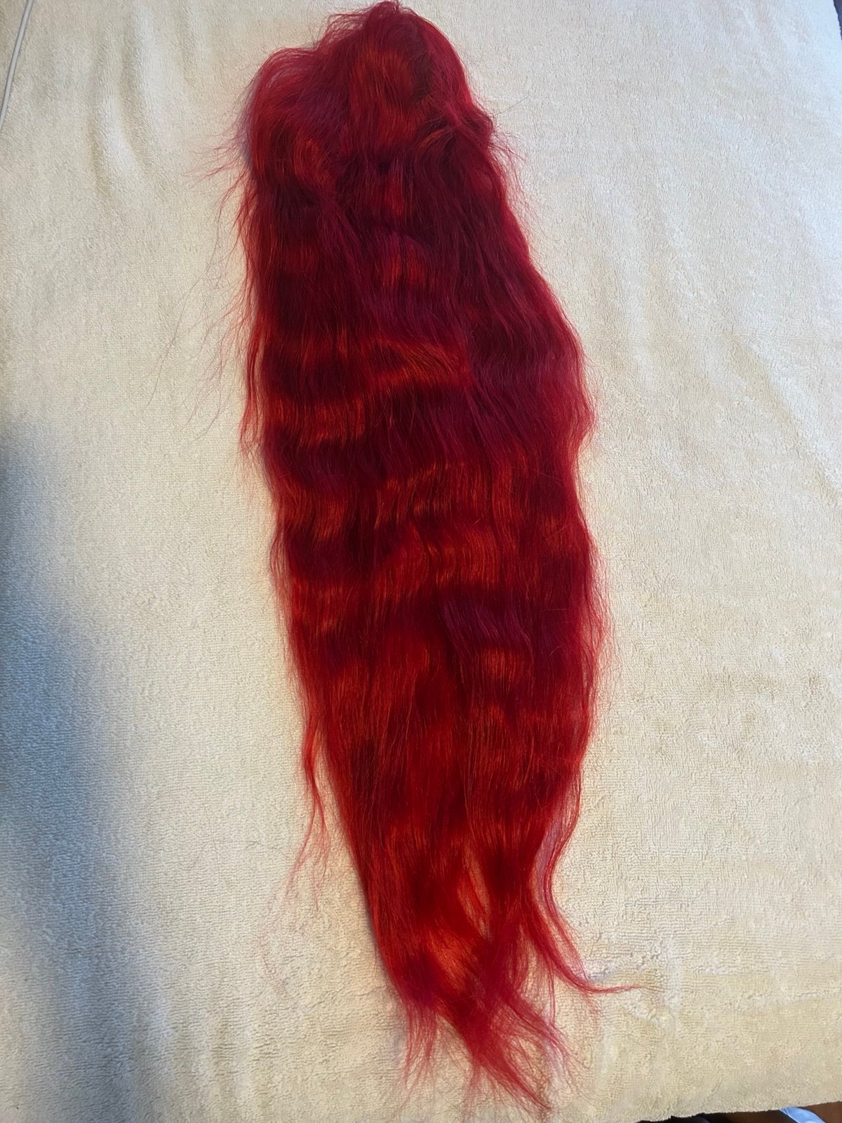 Red human hair lace wig