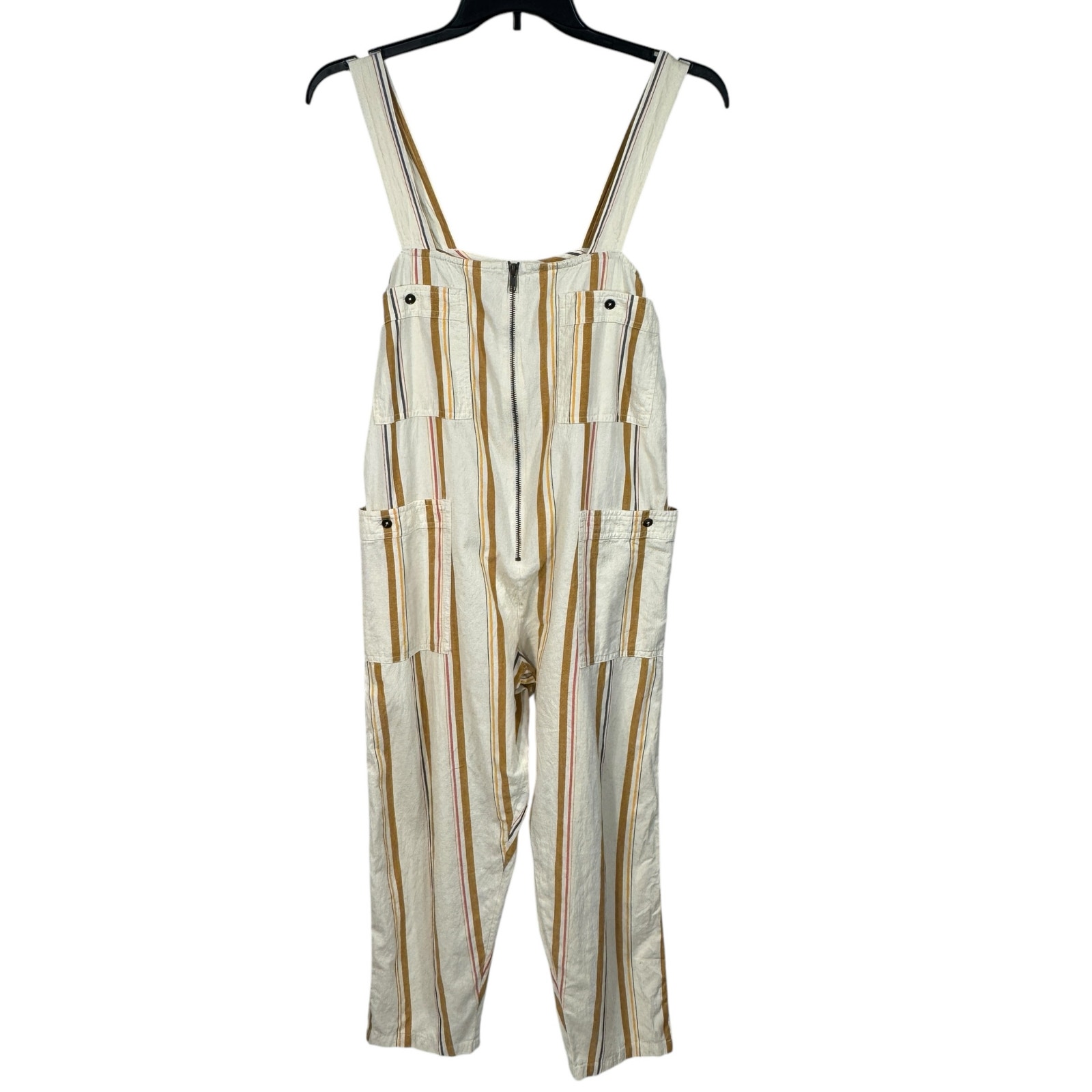 Billabong Large Light the Night Romper Striped Square Neck Pockets Zip-Up Multi