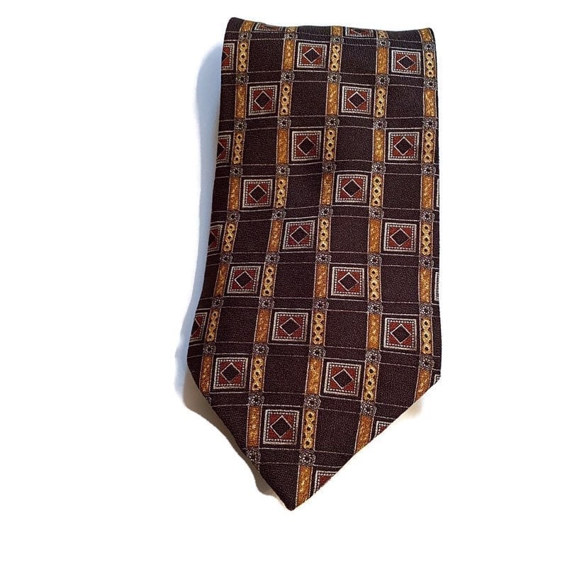 VALENTINO TIE BROWN SILK PRINT ITALY LUX