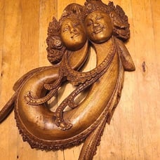 Hand Carved Wooden Iravan Statue Hindu Mythology