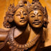 Hand Carved Wooden Iravan Statue Hindu Mythology
