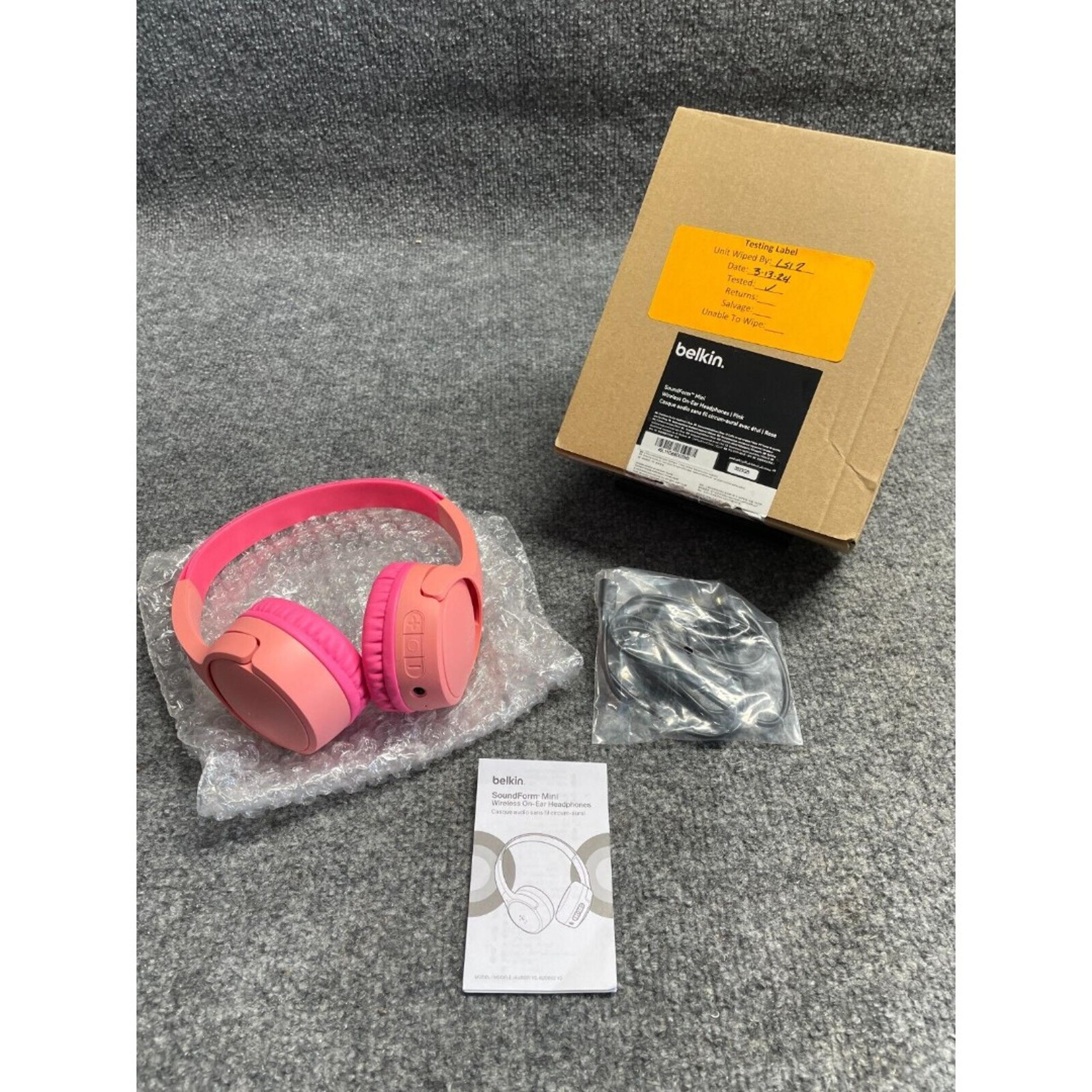 Belkin SoundForm Mini On Ear Headphones AUD001BTPK Pink Open Box!
