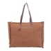 Myra Bag Handmade Ambrose Weekender Tote Bag Upcycled Canvas & Cowhide L…