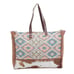 Myra Bag Handmade Ambrose Weekender Tote Bag Upcycled Canvas & Cowhide L…