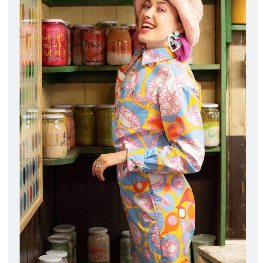 Lucy & Yak Rare Jem Limited Edition Boilersuit in Blub Print Small