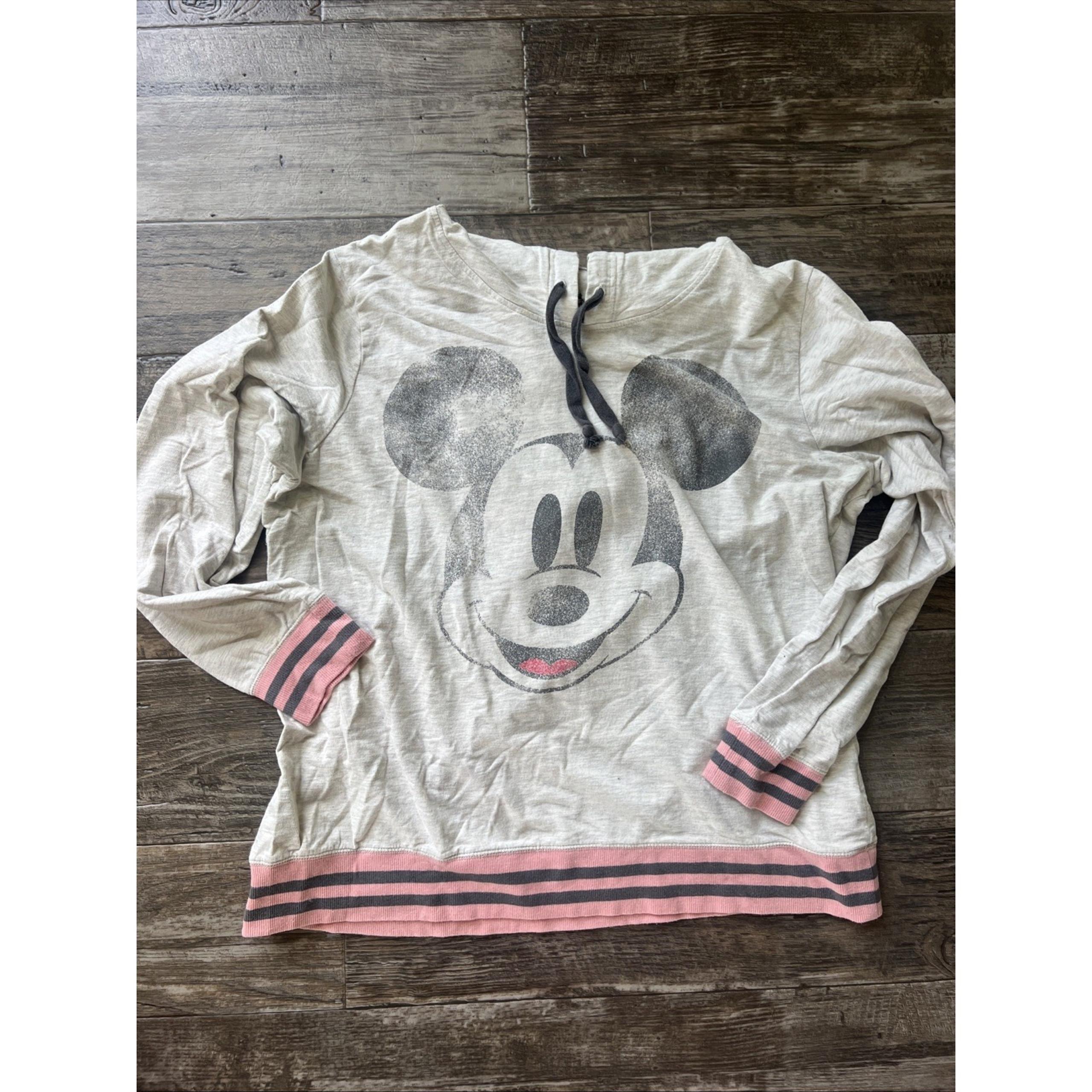Disney Parks Women's Lightweight Sweatshirt Mickey Mouse Pink/Gray Size  XXL