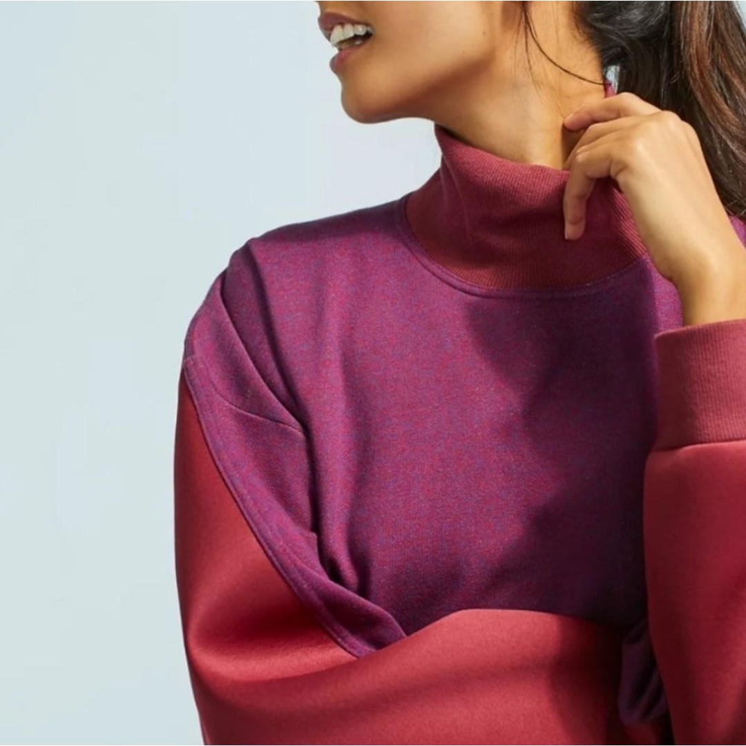 Adidas By Stella McCartney Size S Sweatshirt Yoga Turtleneck Loose Fit Burgundy