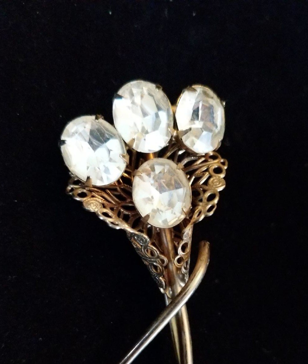 French Crystal Brooch Pin