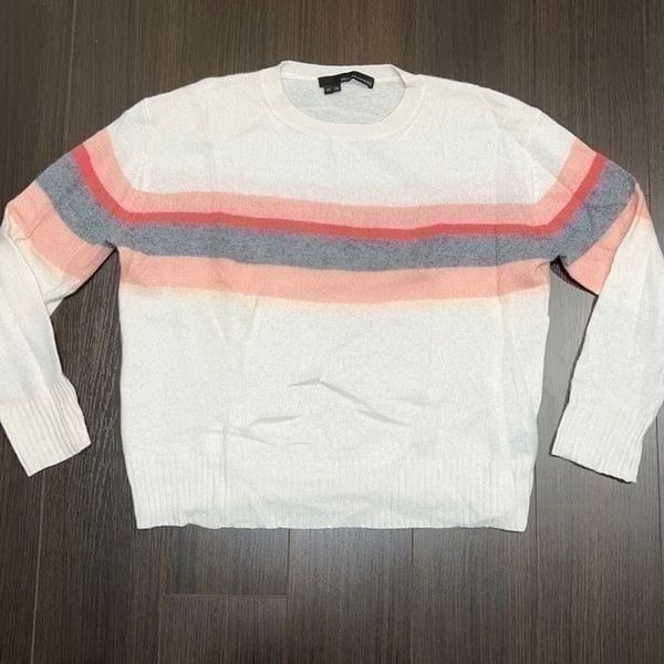 360 Cashmere Crewneck Sweater, Stripe, X-Small