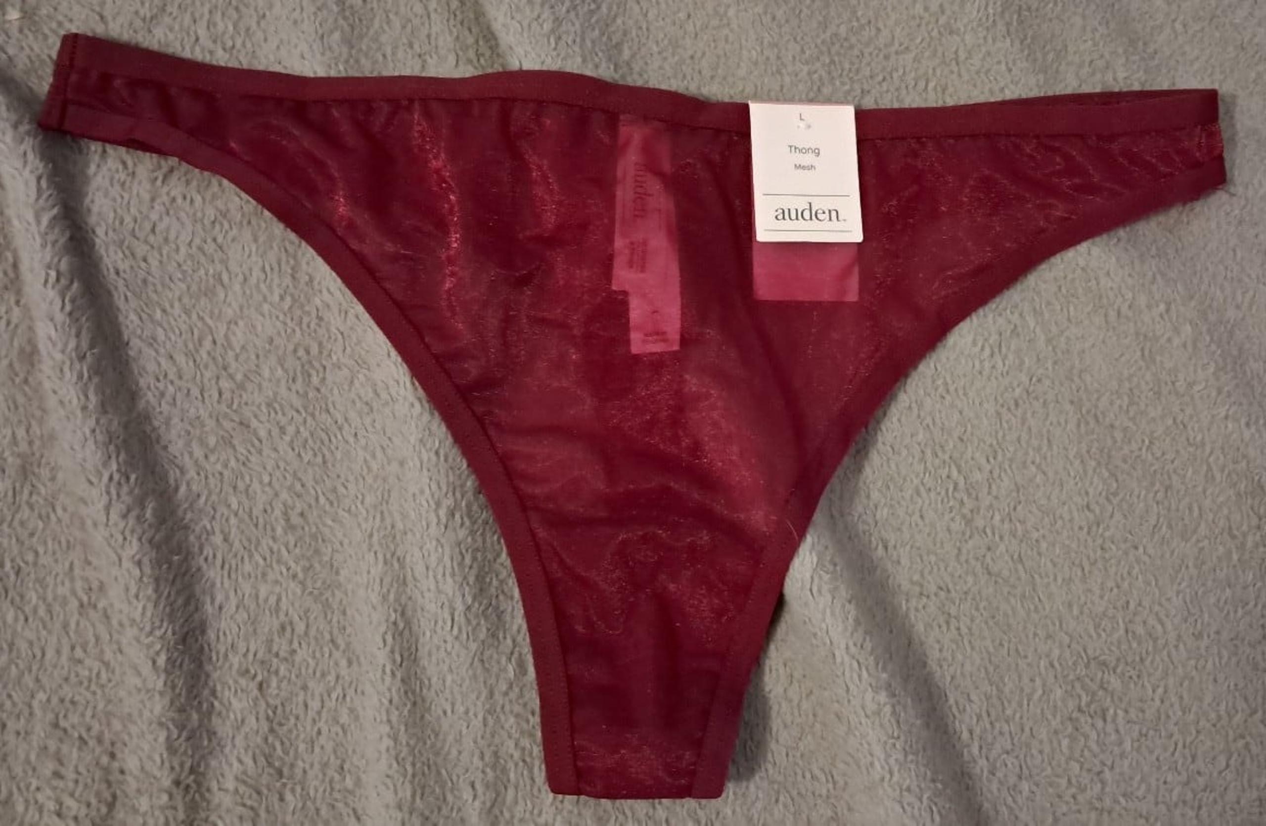 Auden Women's Wine Red Mesh Thong Panties Underwear. Size: L.