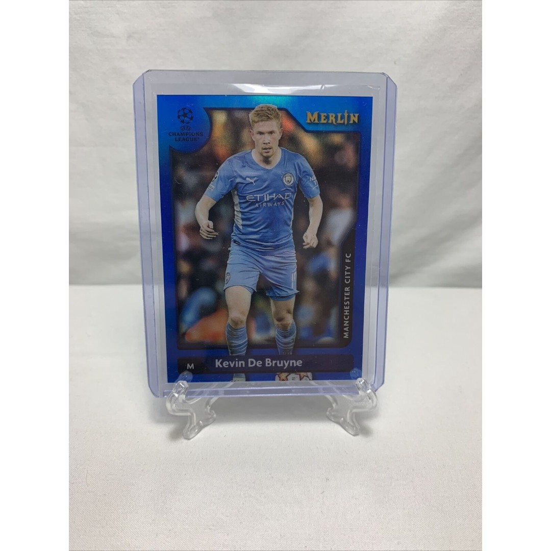 2021-22 Topps Merlin Chrome UEFA #25 Kevin De Bruyne Blue Refractor 54/75