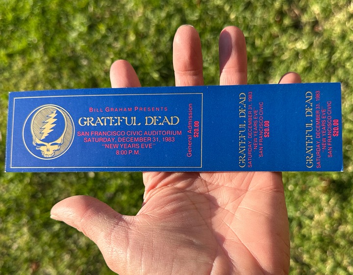 Vintage Grateful Dead Ticket Stub New Years Eve 1983 San Francisco - Never Used