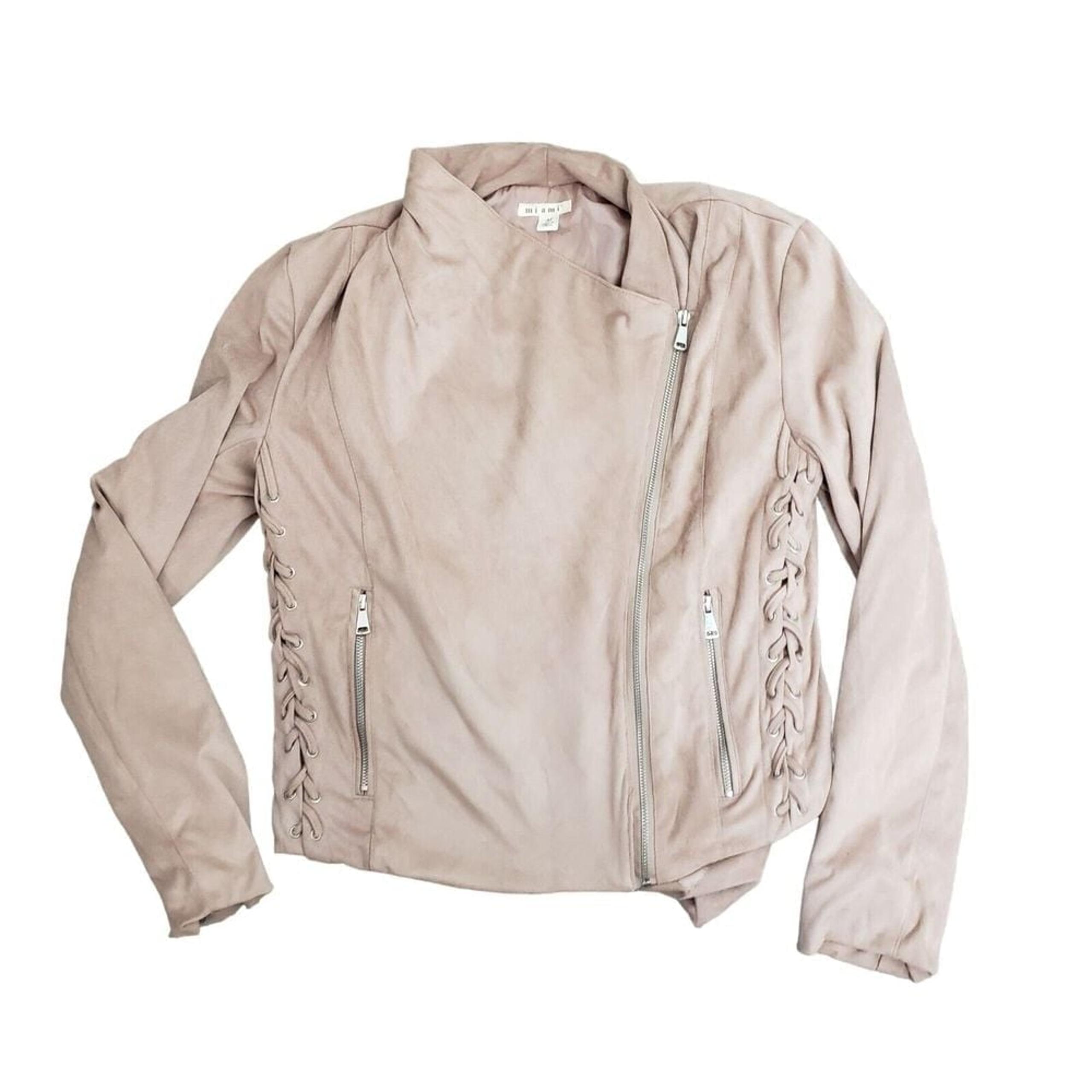 Miami Womens Size Medium Tan Colored Super Soft Faux Suede Asymmetrical Jacket