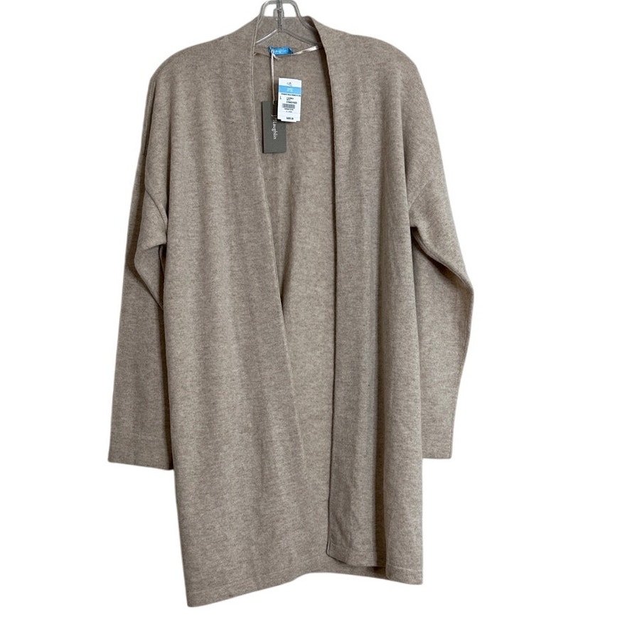 J. McLaughlin Drimmer cashmere cardigan Sweater Heather Oatmeal Size Large New