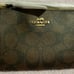 COACH Double Corner Zip Wristlet Brown/Black Signature Coated Canvas 87591 108