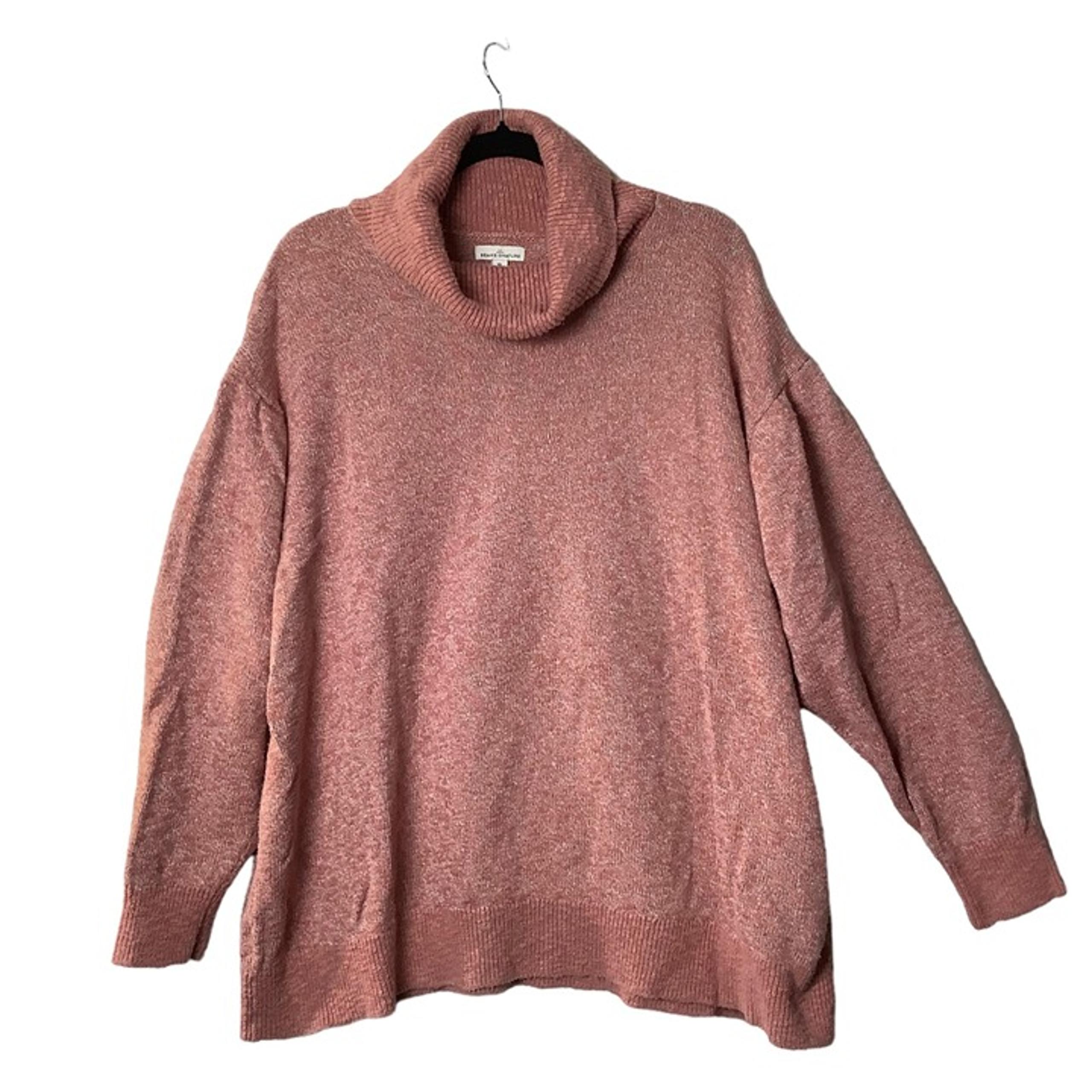 L.L.Bean Signature Turtleneck Sweater Women Size XL Cotton Linen Blend Pink