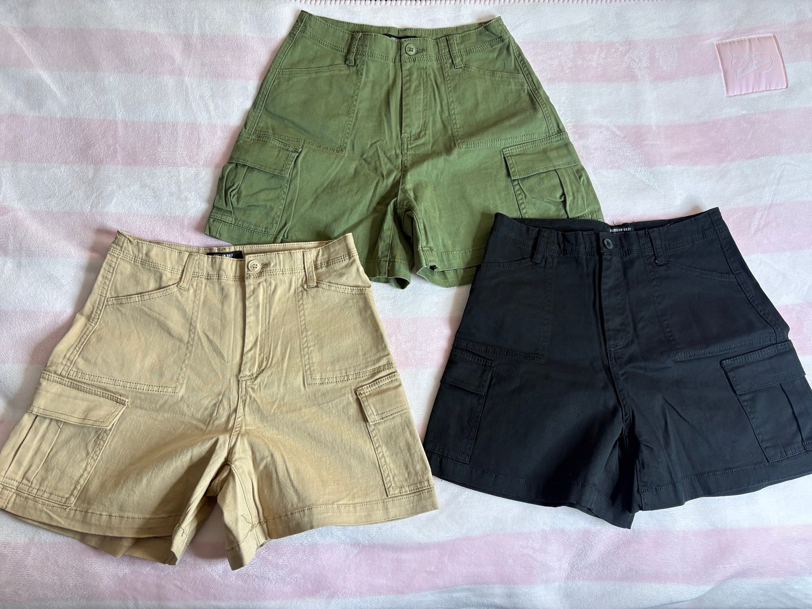 Set of 3 High Waist Cargo Shorts