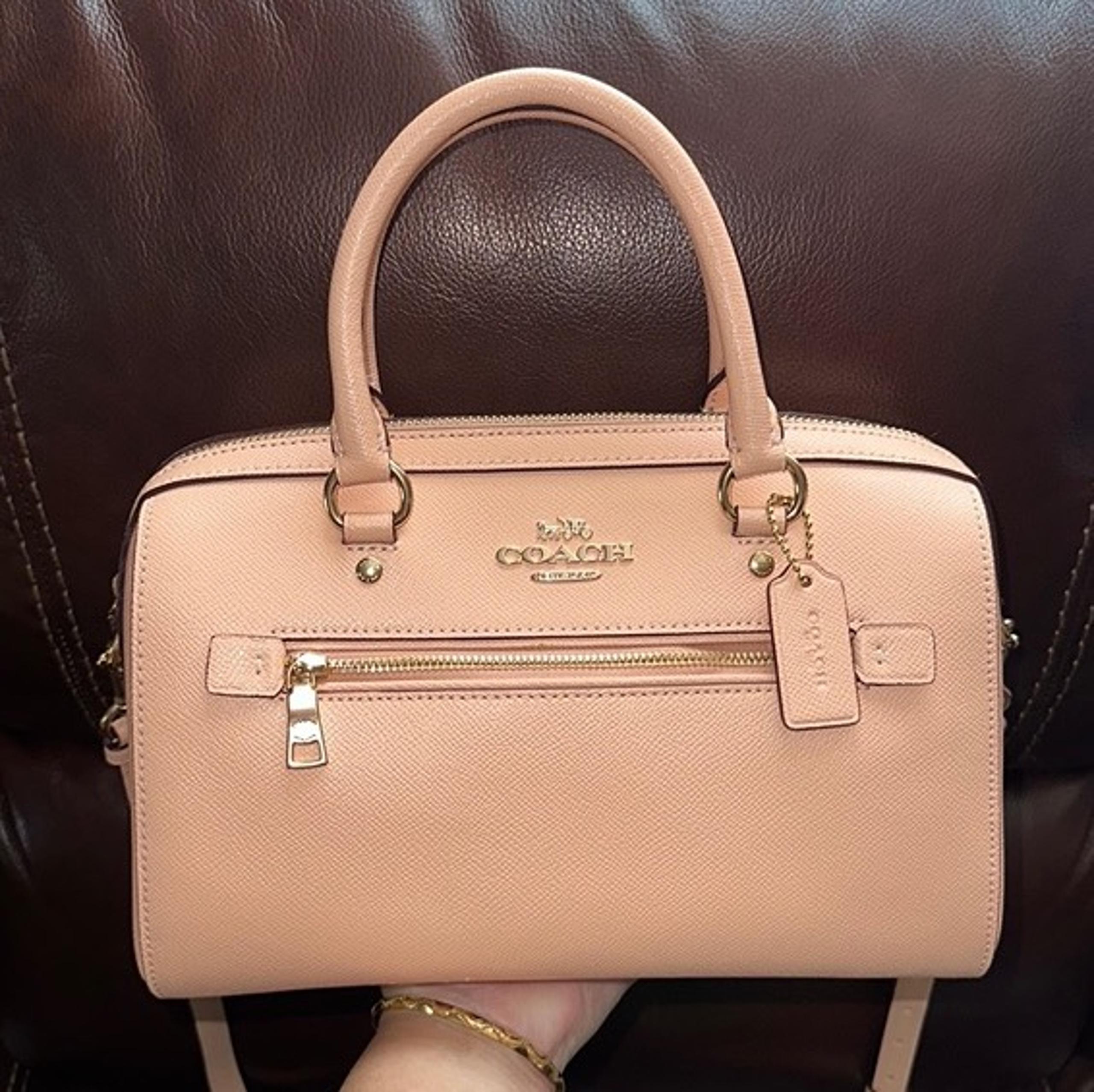 Coach Peach Pink Rowan Leather Satchel Shoulder Bag Crossbody Bag