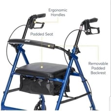 Drive Blue Medical Four Wheel Rollator Rolling Walker with Fold Up Back