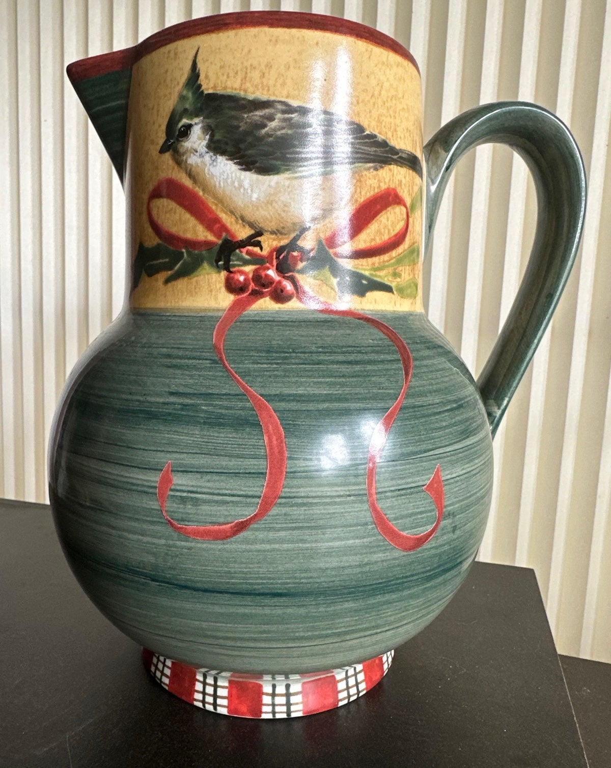 Lenox Winter Greetings Earthenware Birds and Mistletoe Pitcher