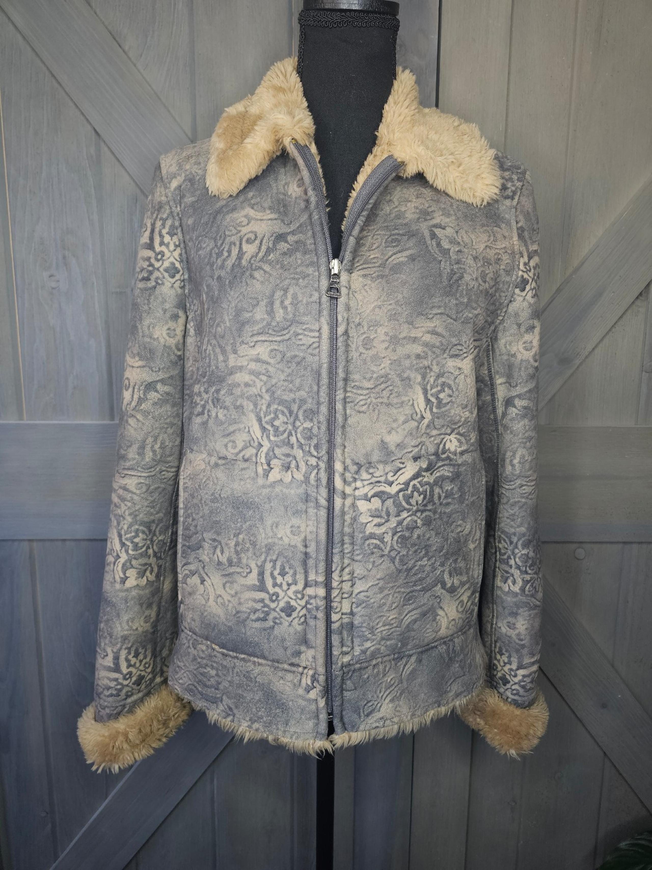 BERNARDO Faux Suede Leather Faux Fur Jacket