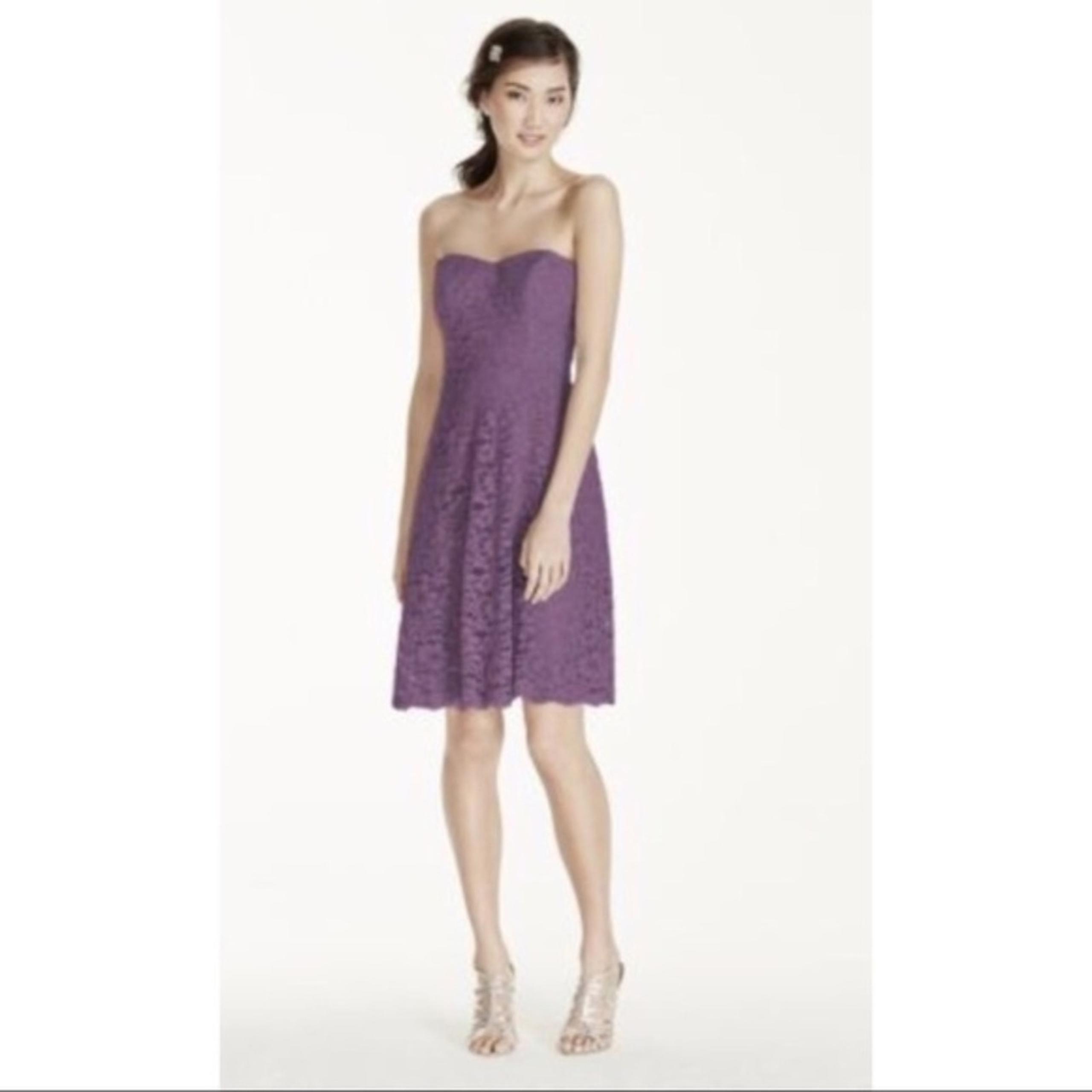 David's Bridal Purple Strapless Dress