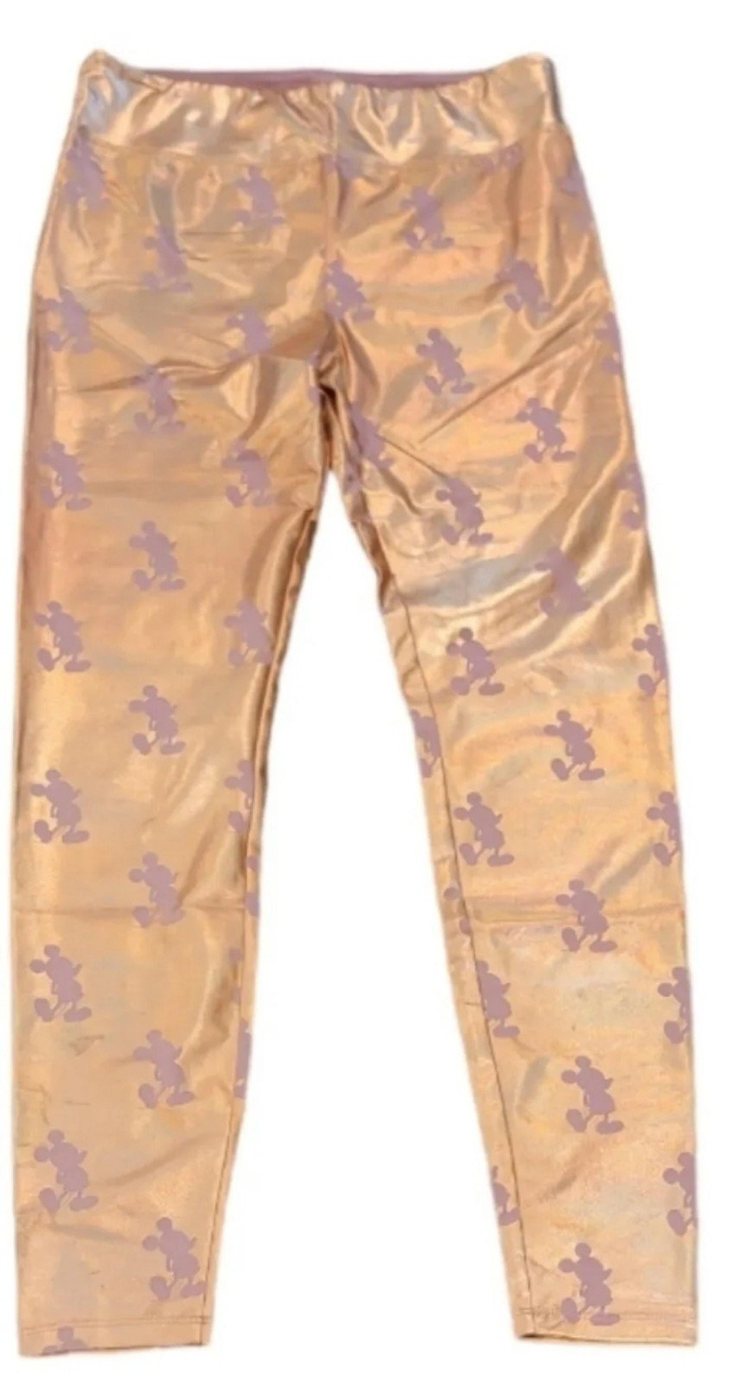 Disney Parks Mickey Mouse Rose Gold Metallic Women's Leggings Size 2X [NEW]