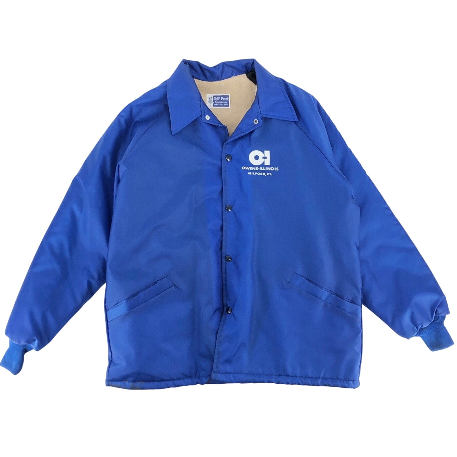 80s lined windbreaker jacket Owens Illinois 1980s vintage