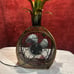 Port. Electric Pineapple Shaped Desk-Table Fan. 15x8.25x4. Green/Gold metallic.