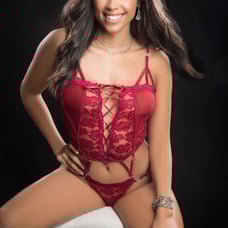 Red Floral Lace Up Lingerie