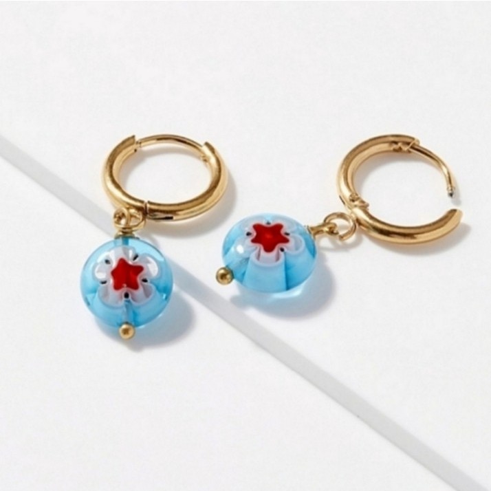 Anthropologie Millefiore Glass Huggie Hoop Earrings