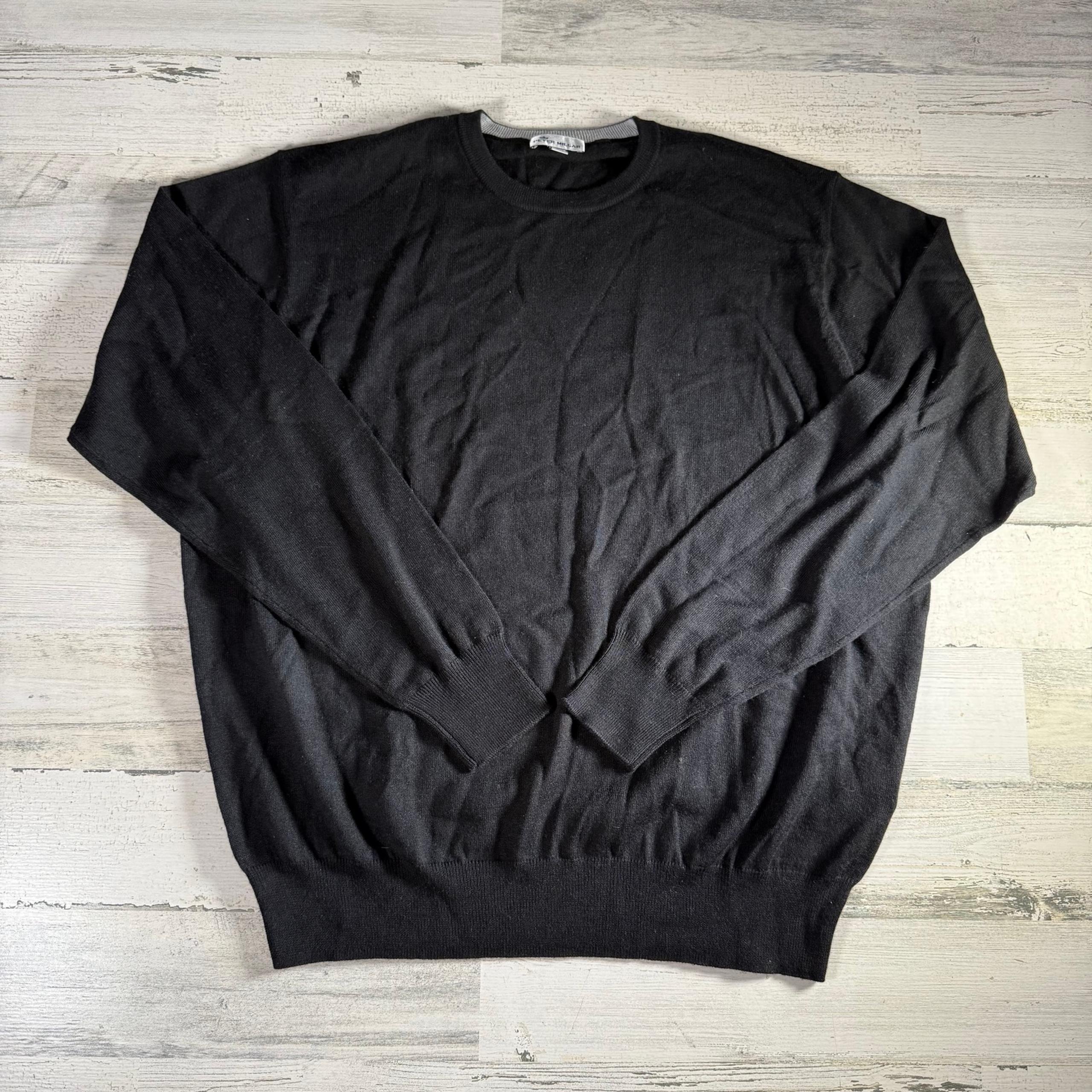 Peter Millar Men’s Black Merino Wool Silk CrewNeck Sweater LS Pullover Size XL