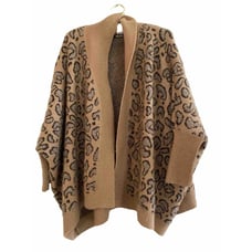 Anthropologie Akemi Kin Chunky Knit Open Cardigan Leopard Print OS STRETCH Kors
