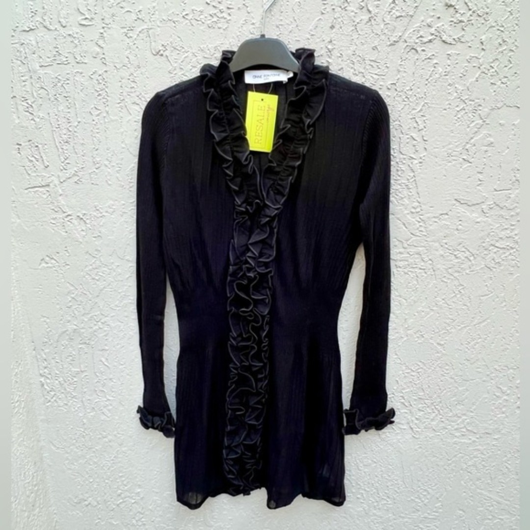 Anne Fontaine Mialee ruffle long cardigan FR 42 / US 10