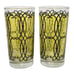 VTG Set of 2 Libbey Mid Century Black Yellow Highball Glasses Flashed Barware
