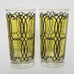 VTG Set of 2 Libbey Mid Century Black Yellow Highball Glasses Flashed Barware