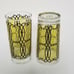 VTG Set of 2 Libbey Mid Century Black Yellow Highball Glasses Flashed Barware