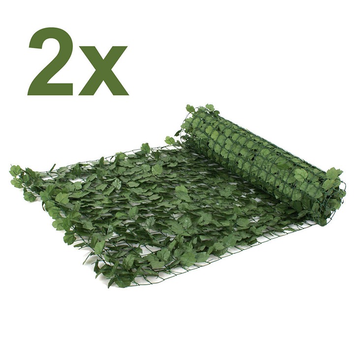 94 X39 Faux Ivy Privacy Fence Screen Artificial Hedge Fencing Outdoor Decor X2
