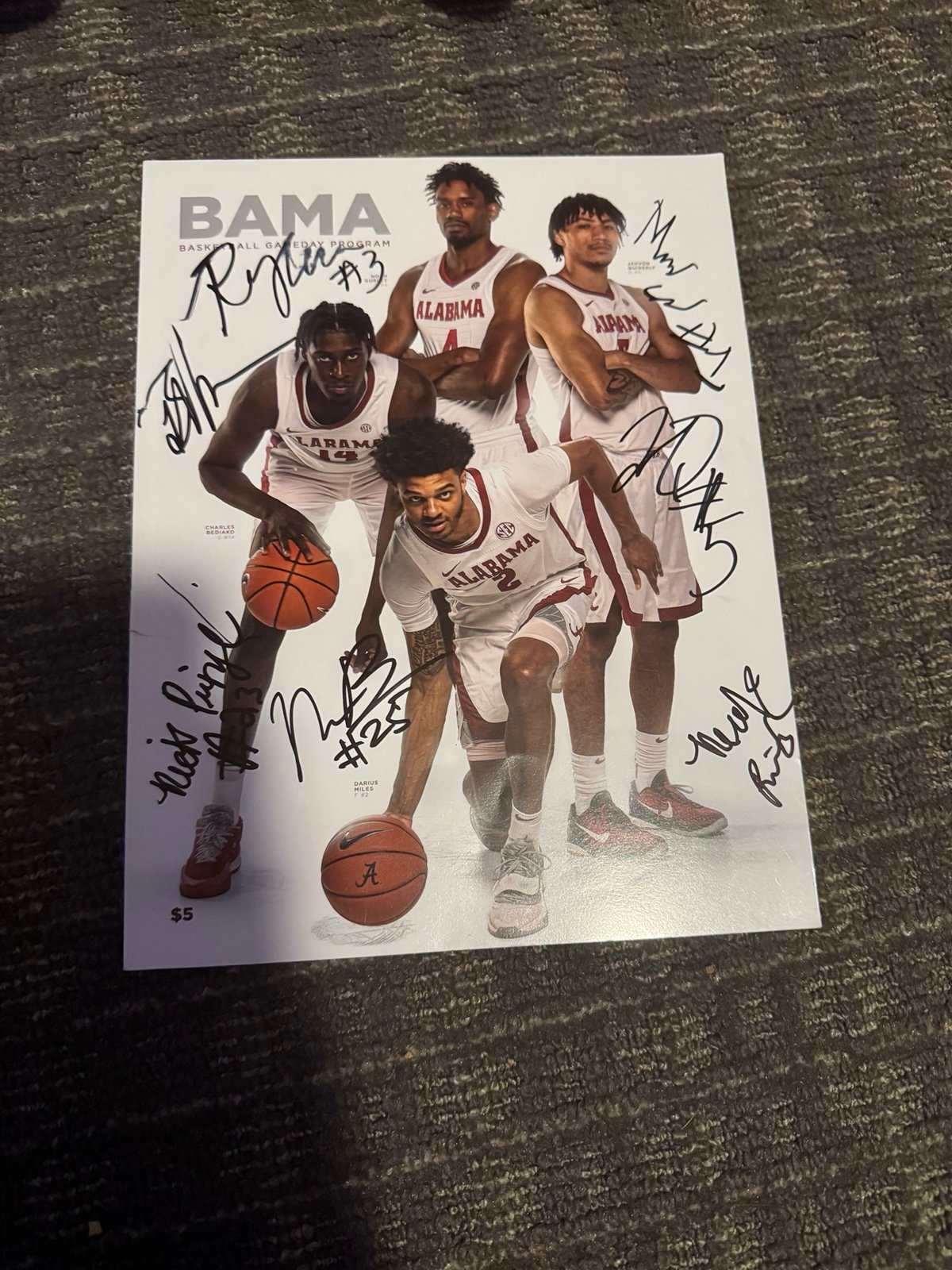 Alabama 2022 basketball singed program