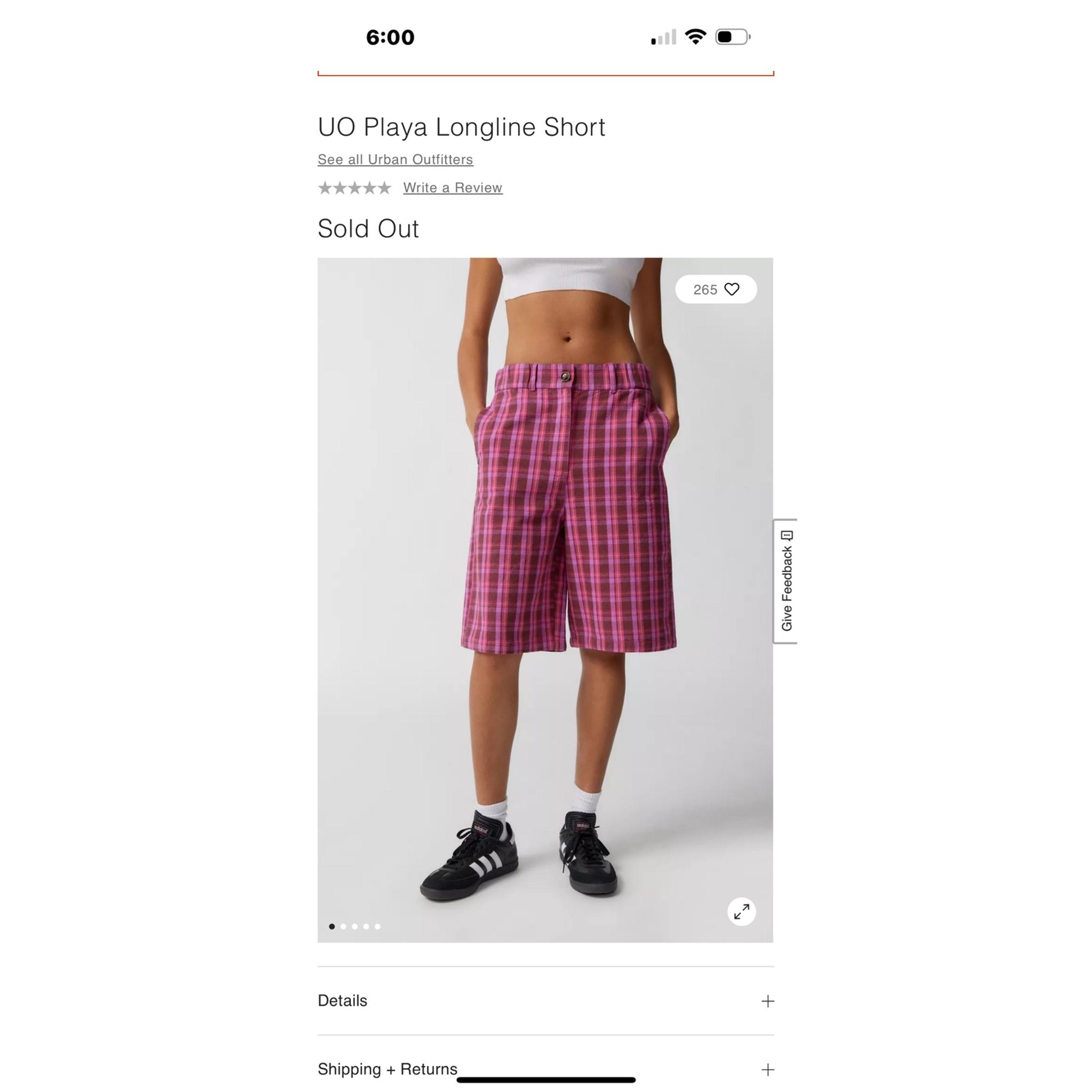 Urban Outfitters Playa Longline Shorts Plaid High Waist Casual Pink Purple Large