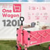 Sekey 220lbs Foldable Garden Pink Wagon Cart, 120L Large Capacity Collapsible