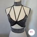 Black halter top with silver rhinestone