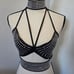 Black halter top with silver rhinestone