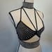 Black halter top with silver rhinestone