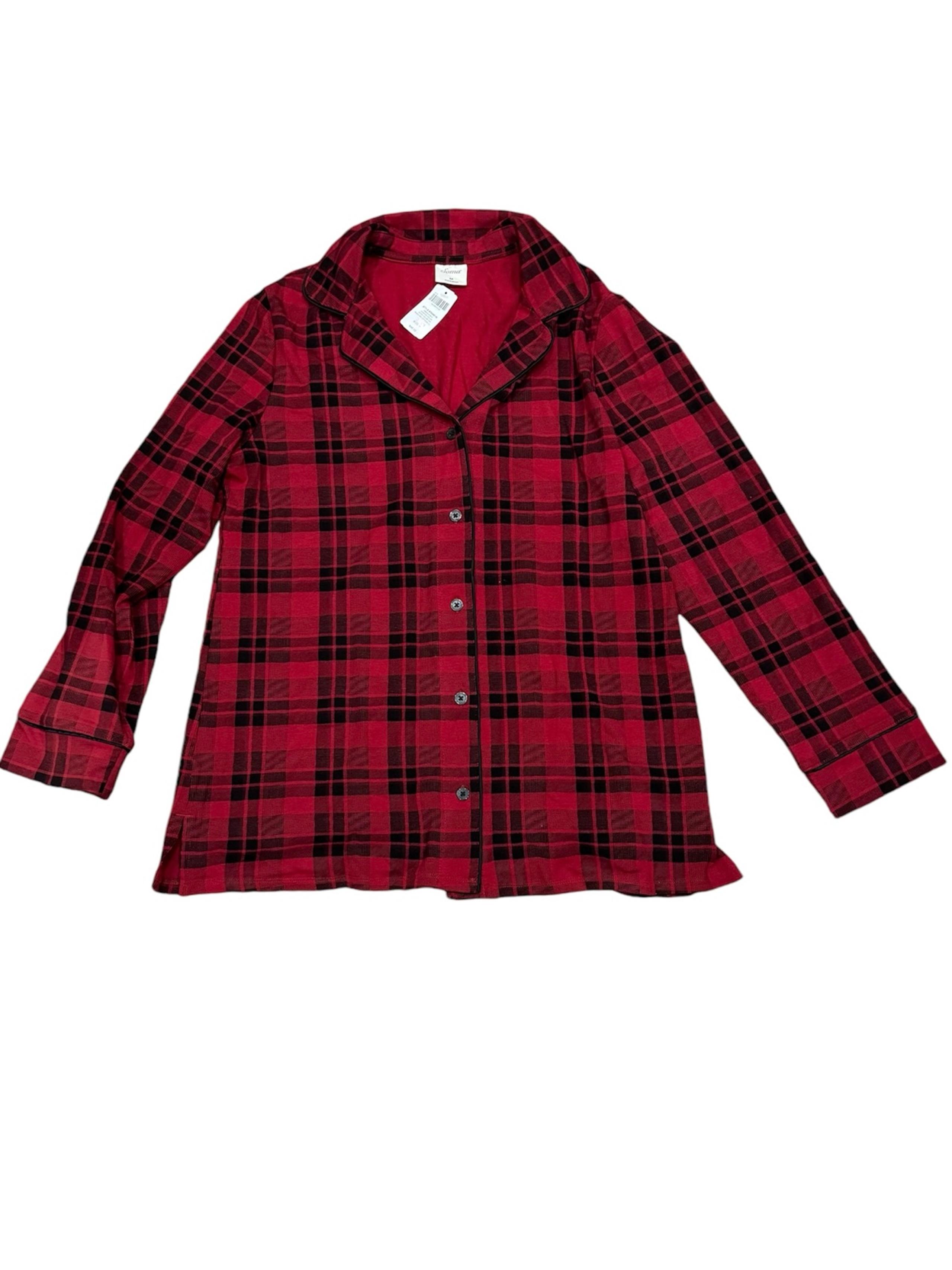 NWT! Soma Cool Nights Plaid Pajama Top Women’s Size Medium Red Plaid Super Soft